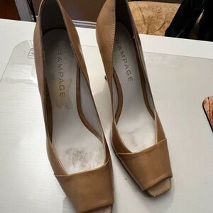 Rampage Tan Peep-Toe Heels